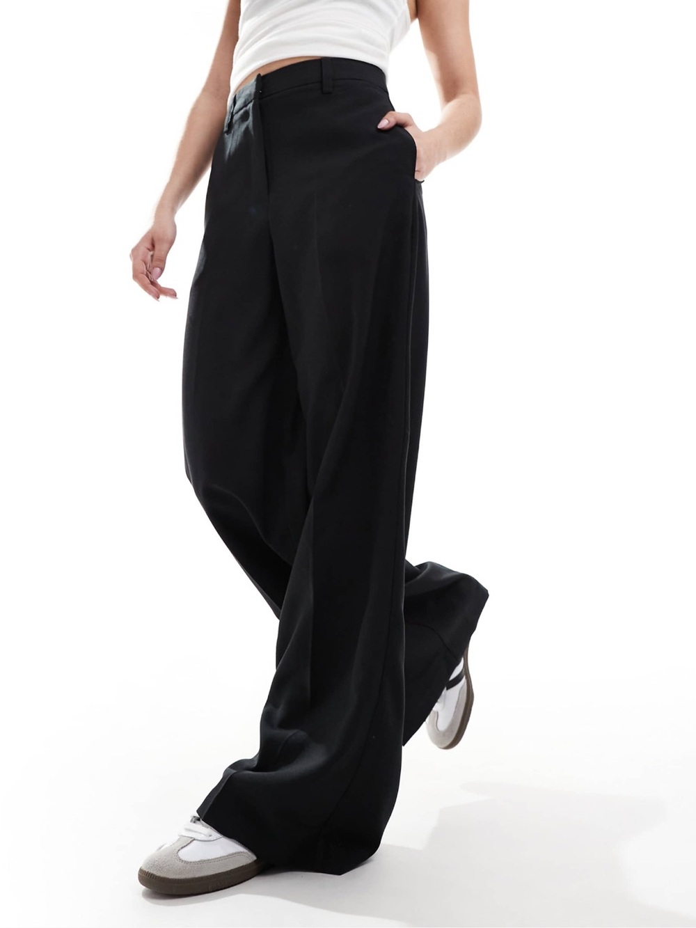 ASOS Design Wide Leg Black Tailored Black Pants Size 14